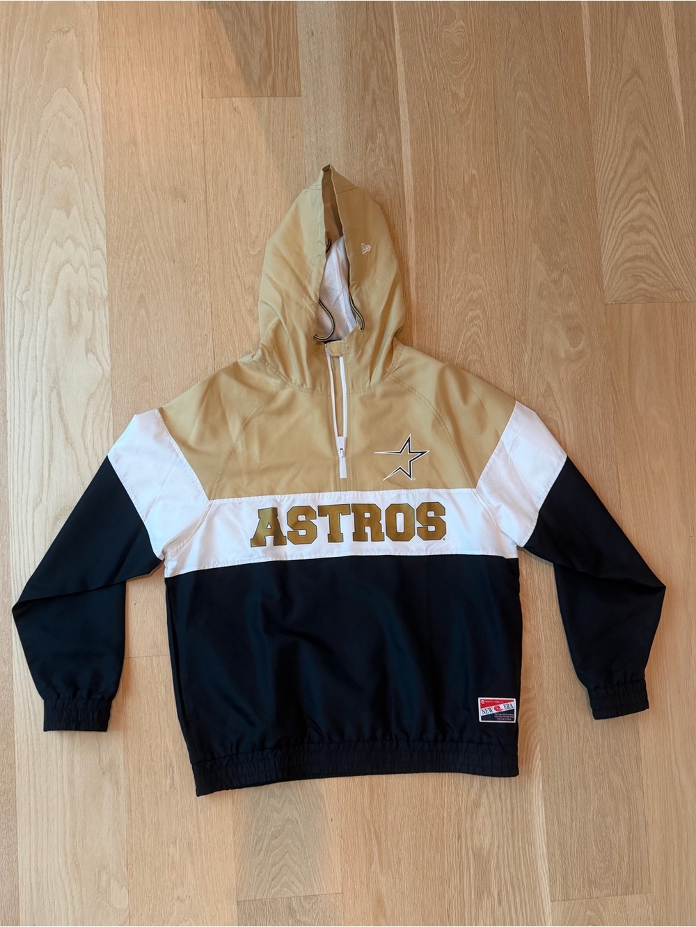 MLB Astros New Era Ripstop Raglan Quarter-Zip Hoodie Windbreaker Jacket